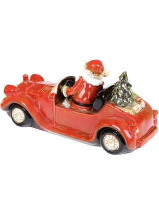 Новорічний декор Санта в червоному автомобілі з LED-підсвіткою Bona DP69429