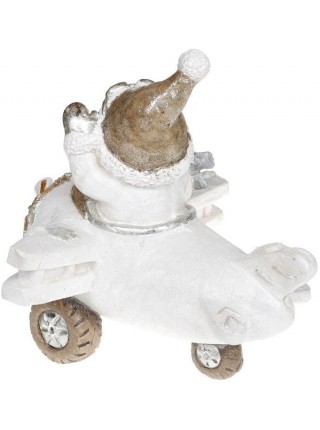 Декоративний Сніговик у білому літаку з LED-підсвіткою кераміка Bona DP69436