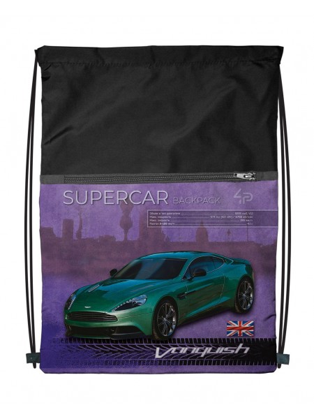 Рюкзак-сумка для одягу та взуття 4Profi "Supercar series" 43х33 Зелений з фіолетовим 46297