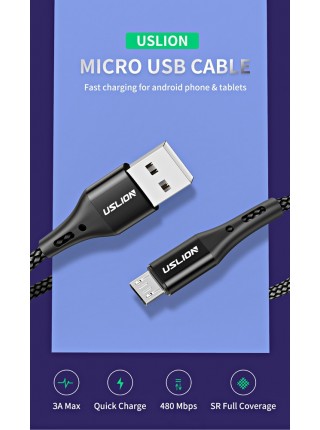 Кабель microUSB — USB (1m) 3.0 А Fast Charging дата-дрот швидкого заряджання передавання даних для телефона