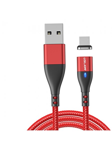 Магнітний кабель USLION US0159M 3 A microUSB — USB 2 m Red