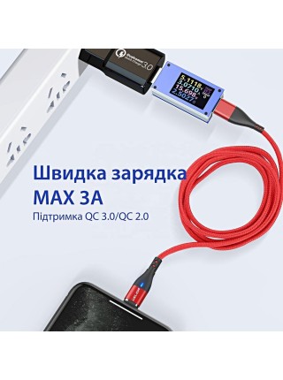 Магнітний кабель USLION US0159M 3 A microUSB — USB 2 m Red