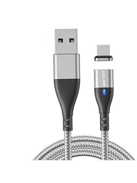 Магнітний кабель USLION US0159M 3 A microUSB — USB 2 m Silver