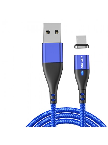Магнітний кабель USLION US0159M 3 A microUSB — USB 2 m Blue