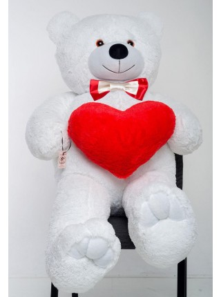 Плюшевий ведмедик із серцем Mister Medved Террі 160 см Білий