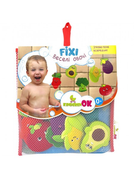 Іграшки для купання Kinderenok Fixi Веселі овочі та ігрове поле
