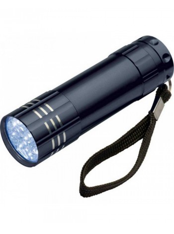 Кишеньковий металевий світлодіодний ліхтарик із батарейками 3R3 9 LED Light 3 AAA Чорний