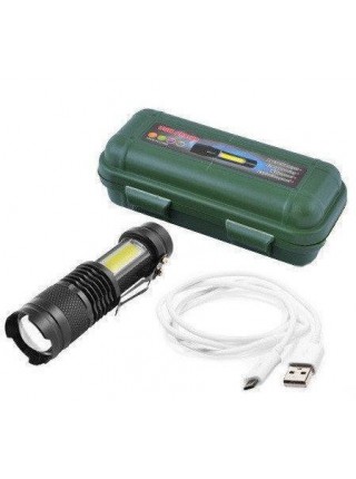 Ліхтарик тактичний ручний ліхтар акумуляторний у футлярі із зарядкою від USB POLICE BL-525 Black