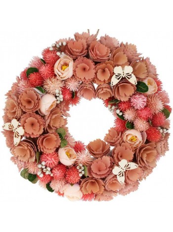 Декоративний вінок підвісний Peach Flowers Ø 34 cm Bona DP118234