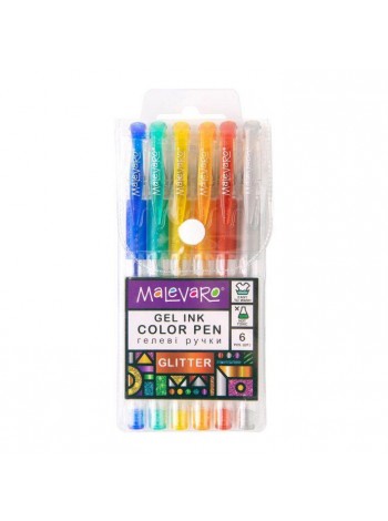 Набір різнобарвних ручок Malevaro Glitter 6 кольорів (ML760158)