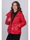 Куртка жіноча демісезонна з асиметричним коміром Актуаль 327 лак червоний 44