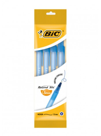Набір кулькових ручок BIC Round Stic M 4 шт Синій (3086123466128)