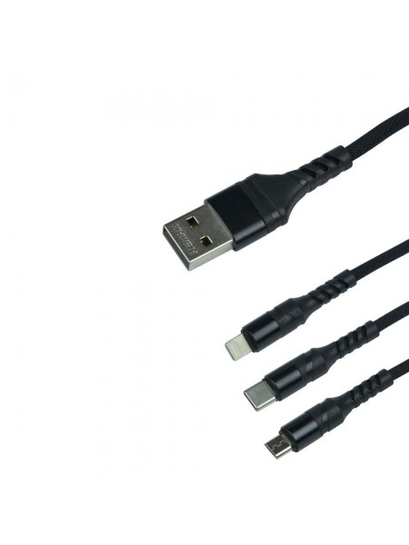 Кабель Remax RC-186 3-in-1 USB – Type C / Lightning / Micro-USB. 3.1A 1.2 m Black