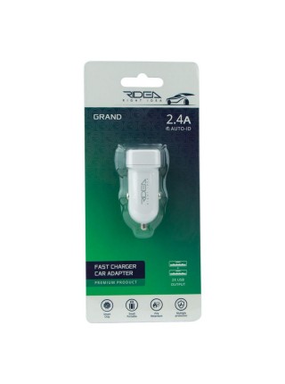 Автомобільний зарядний пристрій Ridea RCC-21012 Grand 12 W 2 USB 2.4 A White