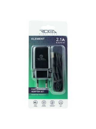 Мережевий зарядний пристрій Ridea RW-11211 Element Auto-ID USB — Type C 2.1 A Black