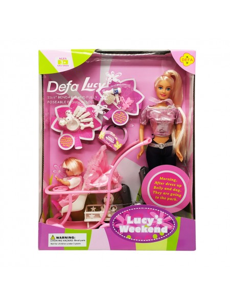 Дитяча лялька з денкою DEFA 20958 з аксесуарами Фіолетовий