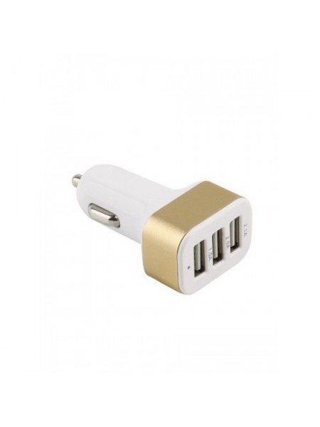 Зарядний пристрій Car 11582 автомобільний квадрат 3USB 3.1 A Gold White (av135-hbr)