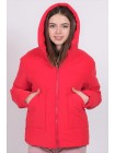 Куртка жіноча молодіжна з капюшоном Актуаль 122 велюр червоний 42