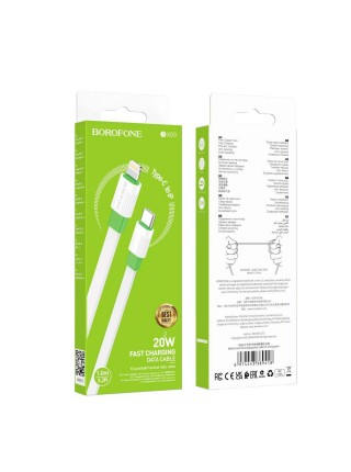 Кабель Borofone BX89 PD20W Union USB-C на Lightning PVC 1.2 м Біло-зелений