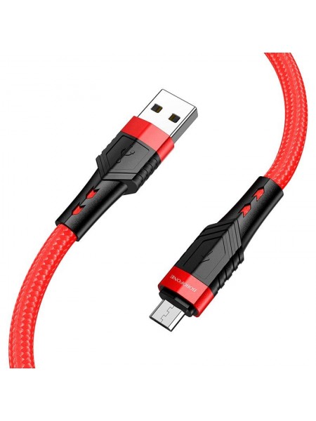 Кабель для заряджання та передавання даних Borofone BU35 USB на Micro-USB 2.4 А 1.2 м Red