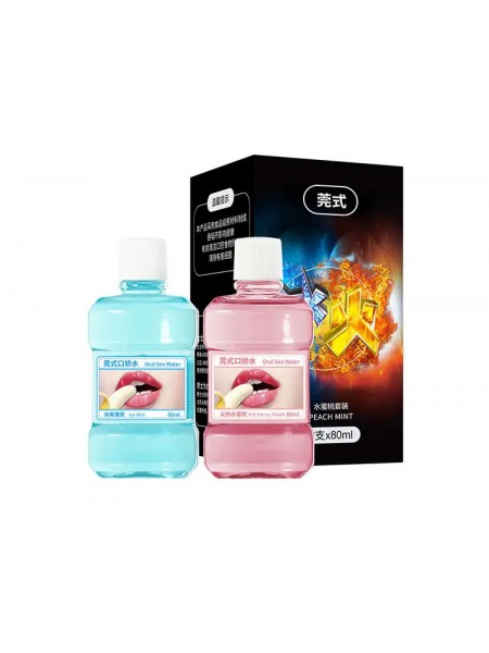Лубрикант для орального сексу COOL&HOT з ароматом м'яти та персика 2*80 ml