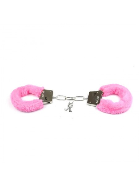 Металеві наручники для сексу We Love обшиті рожевим хутром