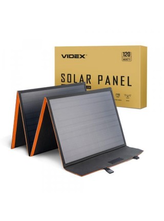 Портативна сонячна панель Videx VSO-F4120 120 Вт 5,5 А Чорна (27411)