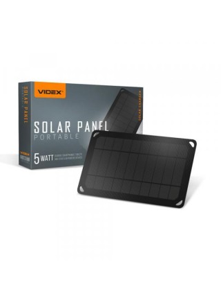 Портативна сонячна панель Videx VSO-F505U 5 Вт 0.91 A IP68 Чорна (27366)