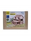 Конструктор дерев'яний "Будинок із балконом" Igroteco 900248 136 деталей