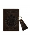 Подарунковий набір шкіряних аксесуарів з українською символікою темно-коричневий BlankNote