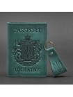 Подарунковий набір шкіряних аксесуарів з українською символікою зелений BlankNote