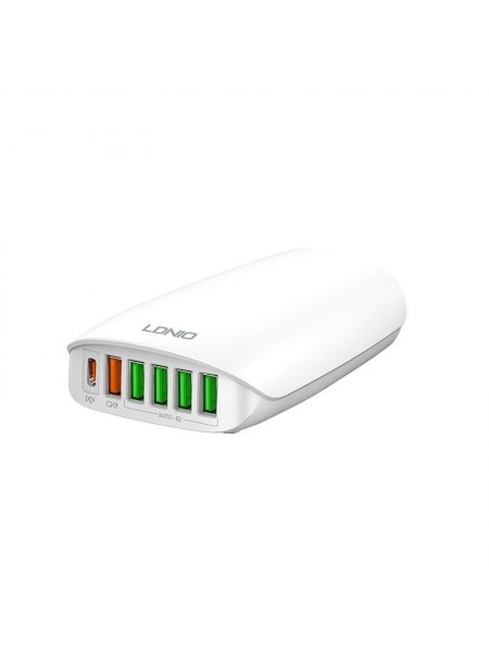 USB зарядний пристрій Ldnio A6573C 5USB Type-C PD65W QC 3.0 White N