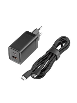 Мережевий зарядний пристрій Glasscove TC-092CA 3 A 45 W USB+Type-C з кабелем Black