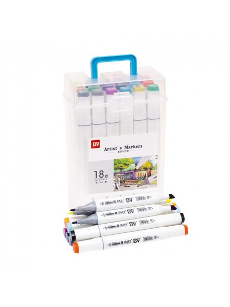 Набір скетч-маркерів COLOR-IT 820-18 у пластиковому боксі 18 кольорів
