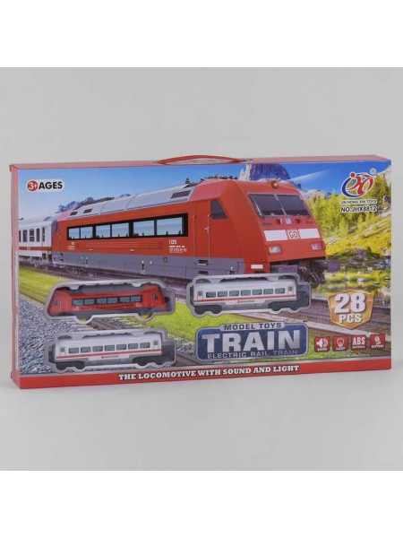 Дитяча залізниця Jing Hong Xin Toys Пасажирський потяг 28 елементів Red and White (93778)