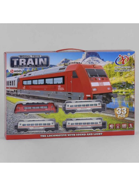 Дитяча залізниця Jing Hong Xin Toys Пасажирський потяг 33 елементи Red and White (93779)