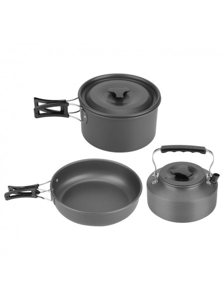 Набір посуду туристичний Steel Set D-311 3 предмети (каструля, сковорідка, чайник) (3_03313)