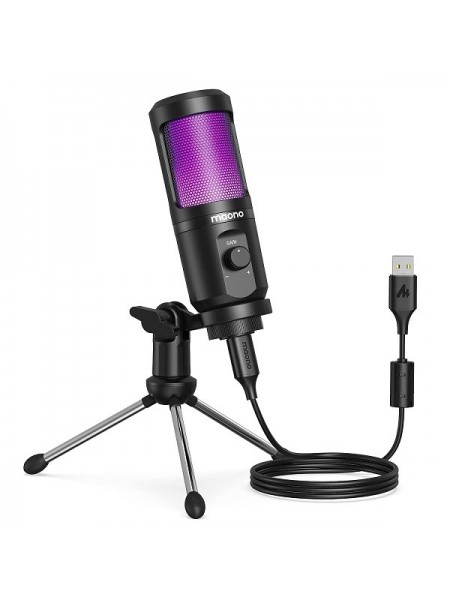 Студійний конденсаторний USB мікрофон Maono РМ461TR RGB з підсвічуванням (Чорний)