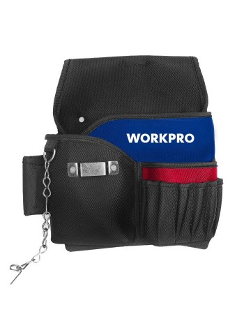 Поясна сумка для інструментів електрика Workpro WP281015 з органайзером (Чорний)