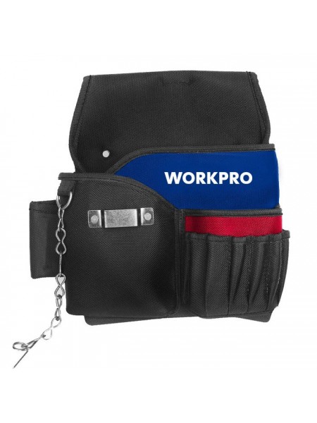 Поясна сумка для інструментів електрика Workpro WP281015 з органайзером (Чорний)