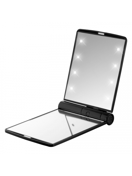 Кишенькове дзеркало для макіяжу SUNROZ Pocket Mirror з LED-підсвіткою 8 світлодіодів Чорний (SUN0638)