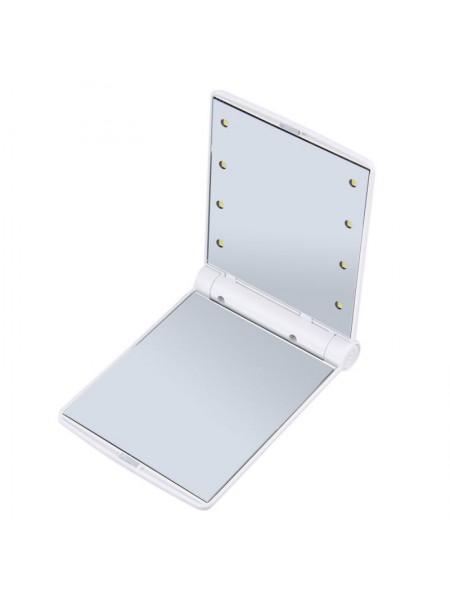 Кишенькове дзеркало для макіяжу SUNROZ Pocket Mirror з LED-підсвіткою 8 світлодіодів Білий (SUN0639)