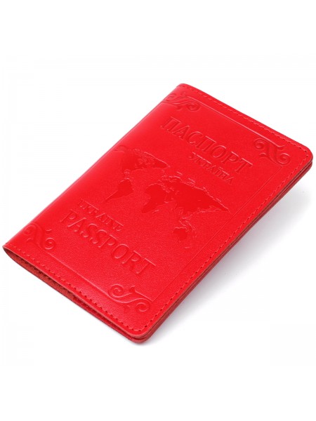 Шкіряна обкладинка на паспорт із картою та рамкою SHVIGEL 13981 Червона