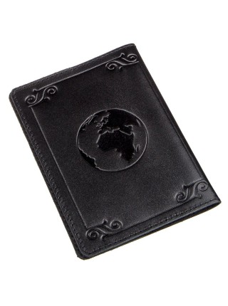 Шкіряна обкладинка на паспорт із картою та рамкою SHVIGEL 13982 Чорна