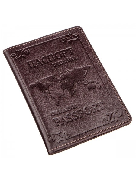 Шкіряна обкладинка на паспорт із картою та рамкою SHVIGEL 13983 Коричнева