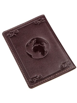 Шкіряна обкладинка на паспорт із картою та рамкою SHVIGEL 13983 Коричнева