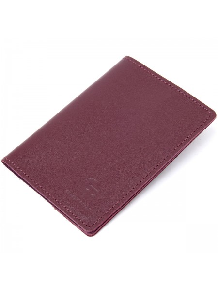 Матова шкіряна обкладинка на паспорт GRANDE PELLE 11482 Бордовий