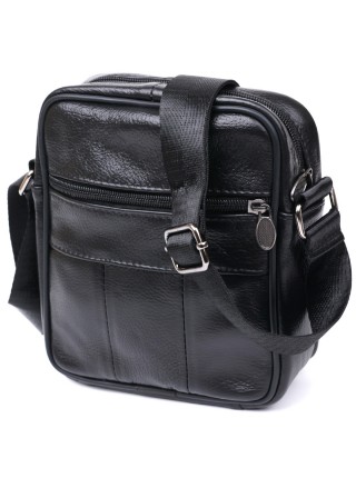 Шкіряна невелика чоловіча сумка Vintage 20370 Чорний