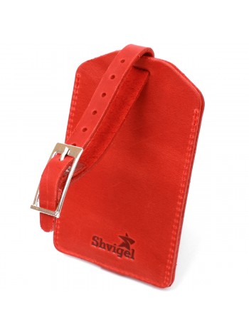 Вінтажна шкіряна бирка на валізу Shvigel 16556 Червоний