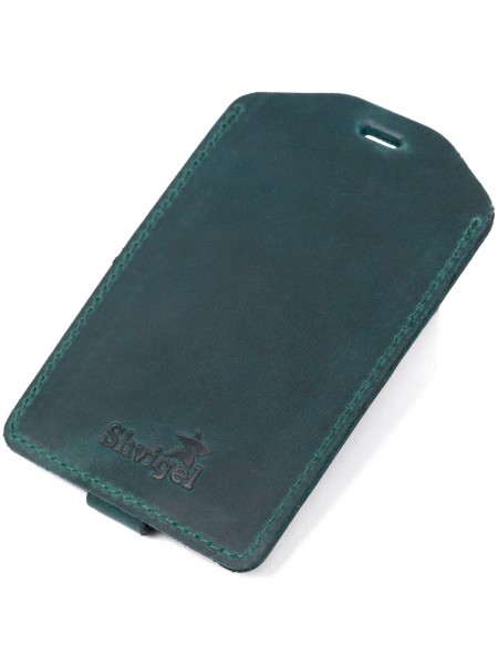 Матова шкіряна бирка на валізу Shvigel 16557 Зелений